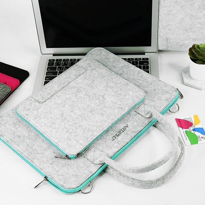 [ANTIPEEP] Minimalist Fashion Thick Edition Felt Laptop Bag / Tablet Bag-13 ~ 15 inch - กระเป๋าแล็ปท็อป - ขนแกะ สีเทา
