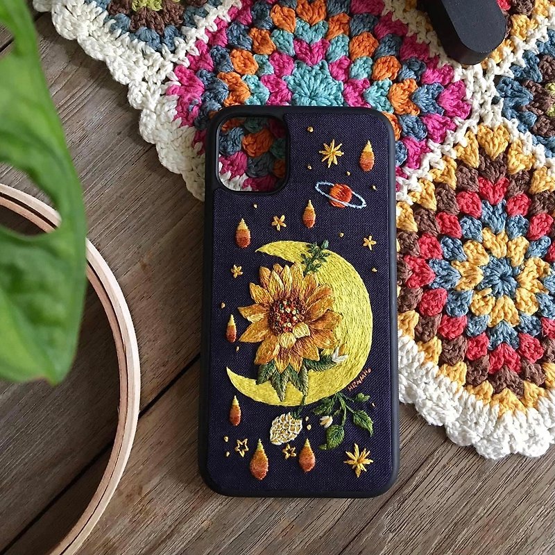 Sunflower Hit The Moon - Phone Cases - Thread Multicolor