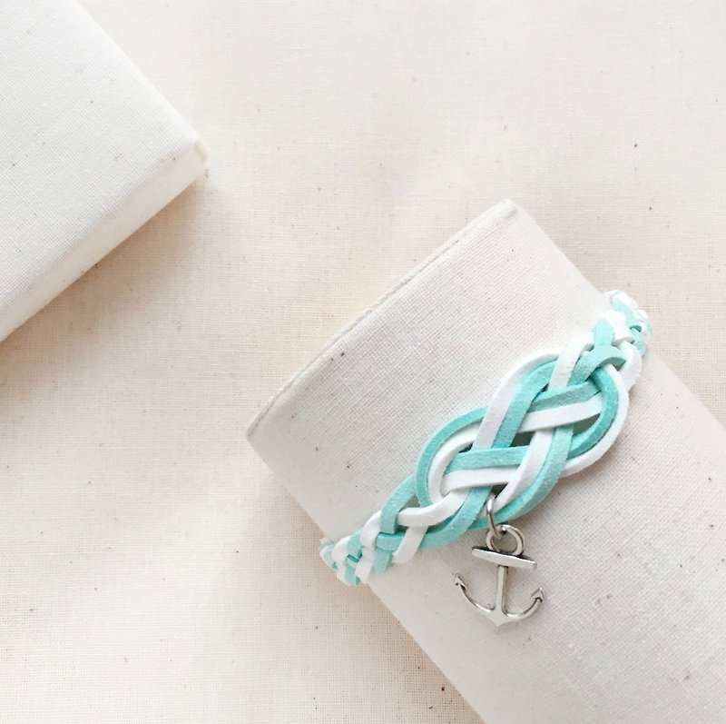 Handmade Braided Sailor Knot Bracelets - light blue limited  - สร้อยข้อมือ - วัสดุอื่นๆ สีน้ำเงิน