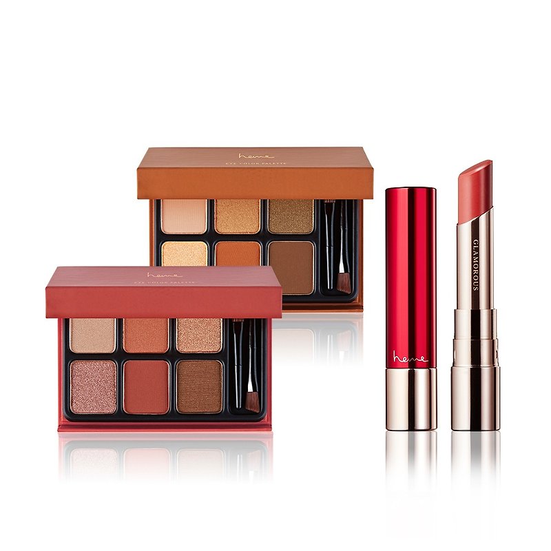 heme six-color eyeshadow essence water bright lipstick set (lipstick validity period 20221205) - Lip & Cheek Makeup - Other Materials 