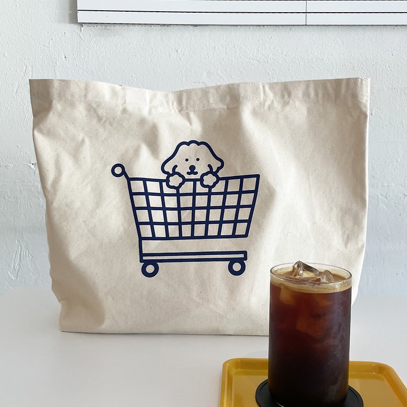 Shopper Bag - กระเป๋าถือ - ผ้าฝ้าย/ผ้าลินิน ขาว