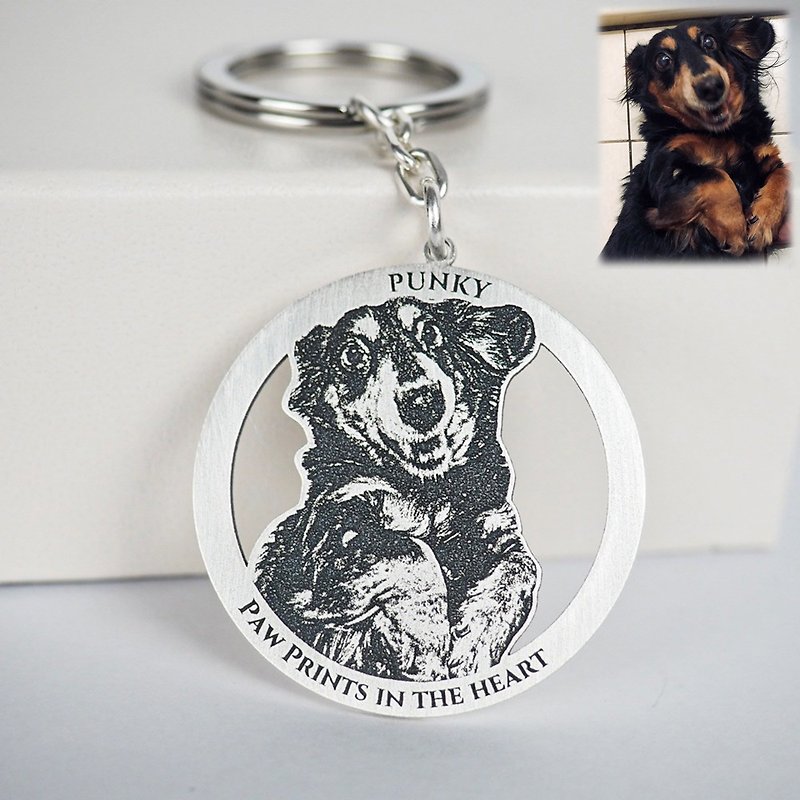 Personalized Photo Engrave Necklace Pets Dogs Lover Birthday Gift Memorial Gift - Keychains - Sterling Silver Silver