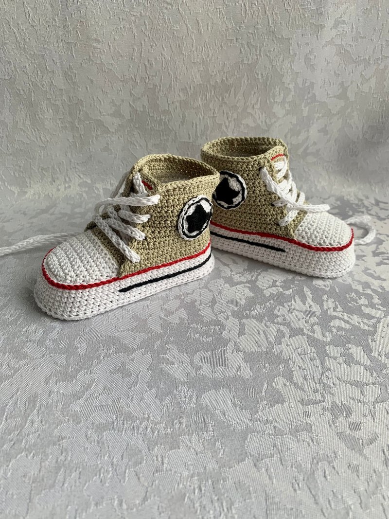 Cute Converse baby booties Baby shoes for a baby girl boy Kids Fashion Socks - 嬰兒鞋/學步鞋 - 棉．麻 卡其色