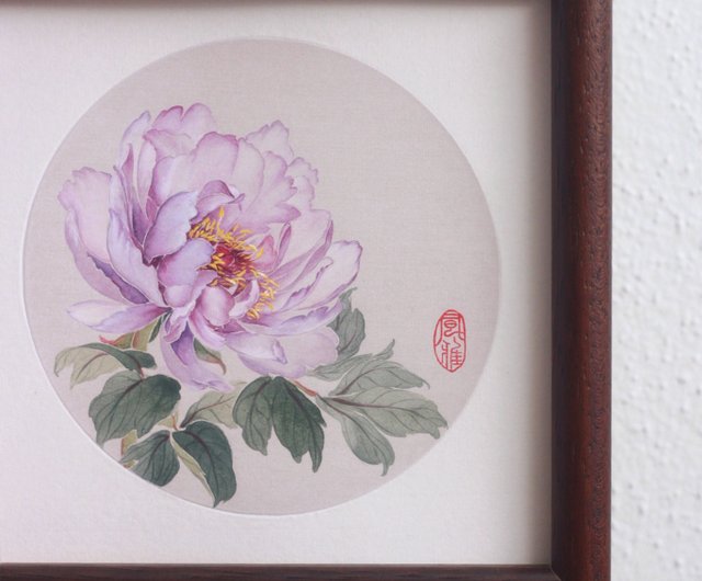 紫牡丹の中国水墨画 | 現代中国風装飾 | ライラックの花 - ショップ