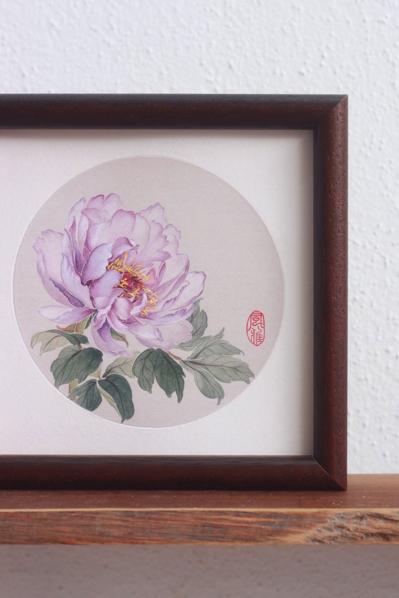 紫牡丹水墨小品 | 清新國風手繪原作 | 新中式裝飾畫 | 國色芳華 - 海報/掛畫/掛布 - 紙 白色