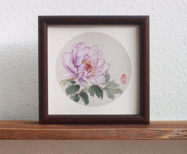 紫牡丹の中国水墨画 | 現代中国風装飾 | ライラックの花