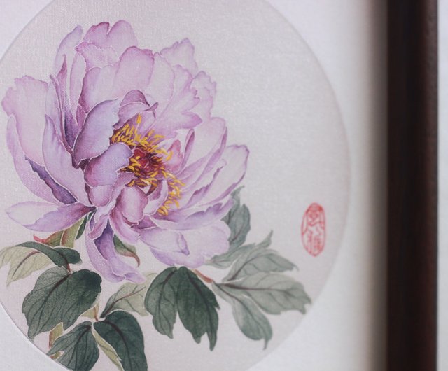 紫牡丹の中国水墨画 | 現代中国風装飾 | ライラックの花 - ショップ