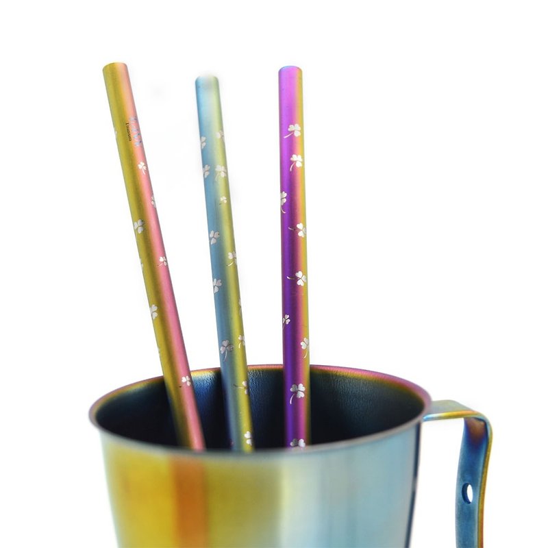 TiStraw Titanium Straw - Clover (8 mm) - Reusable Straws - Other Metals Multicolor