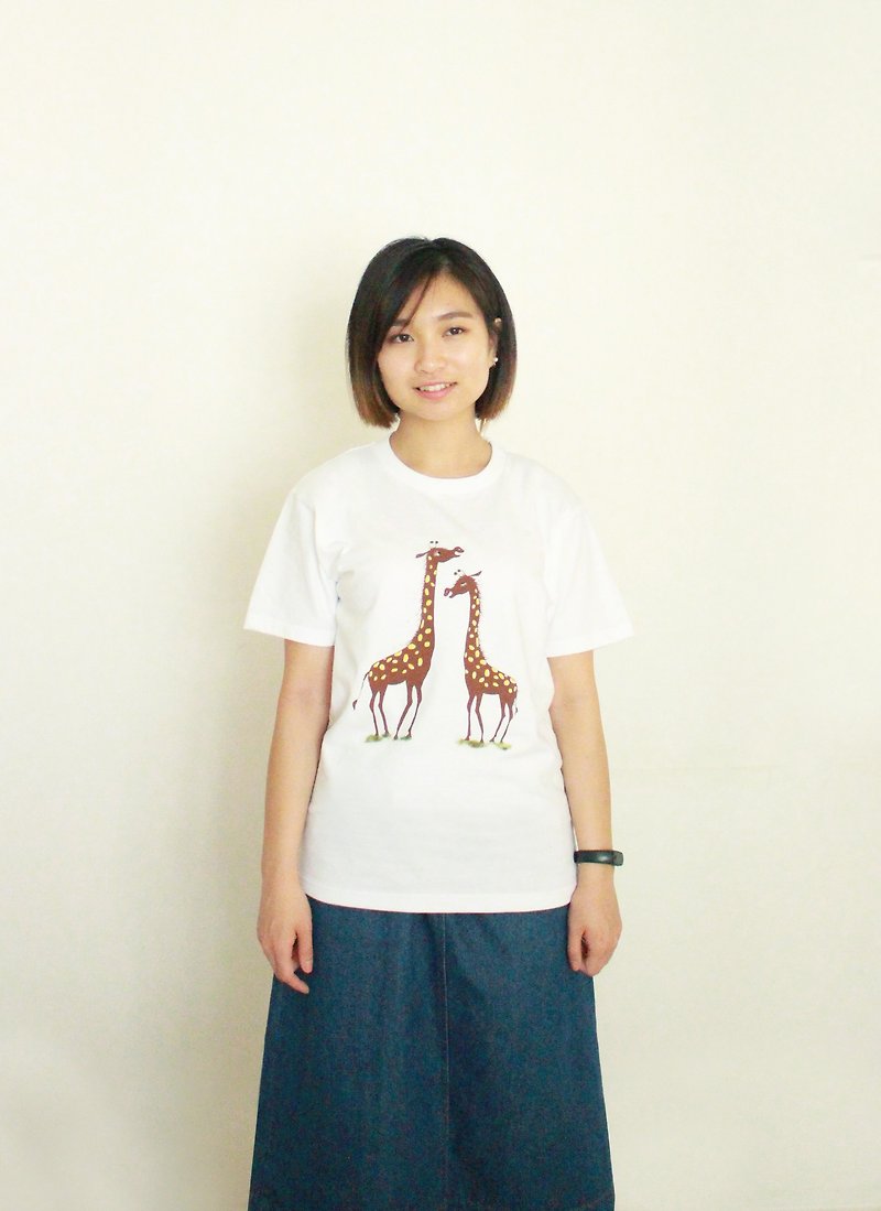 キリン依存 - 手作りのシルク+ PrintStar日本厚いポンドのTシャツ - Tシャツ - コットン・麻 ホワイト