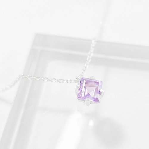atarox / 晨曦 / 方形紫水晶925純銀項鍊 頸鏈 (銀/金/玫瑰金)