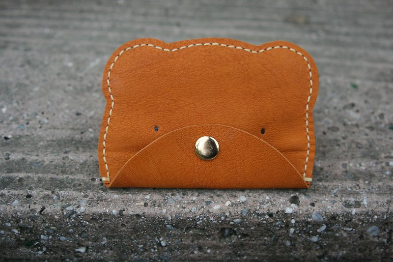 Handmade Leather - Bear Coin Purse / Card Holder - Camel - กระเป๋าใส่เหรียญ - หนังแท้ สีนำ้ตาล