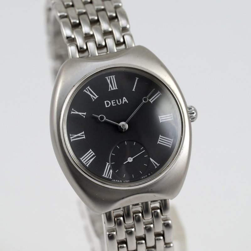 SEIKO ALBA DEUA スモールセコンド V707-6160 女性用腕時計 クォーツ ラウンド ブラック文字盤 手錶 古董錶 - 女錶 - 不鏽鋼 黑色