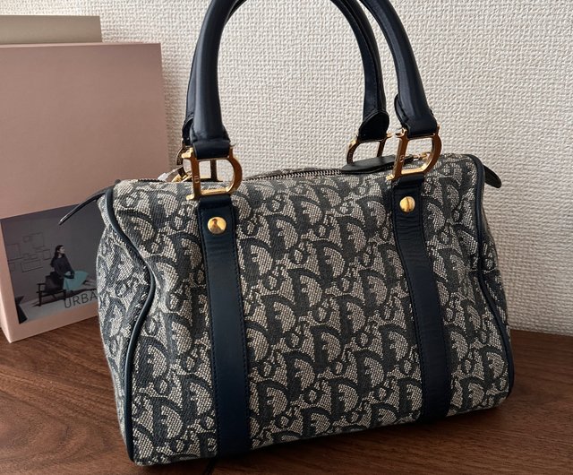 ディオール トロッター キャンバス × レザー ボストン ハンド バッグ.