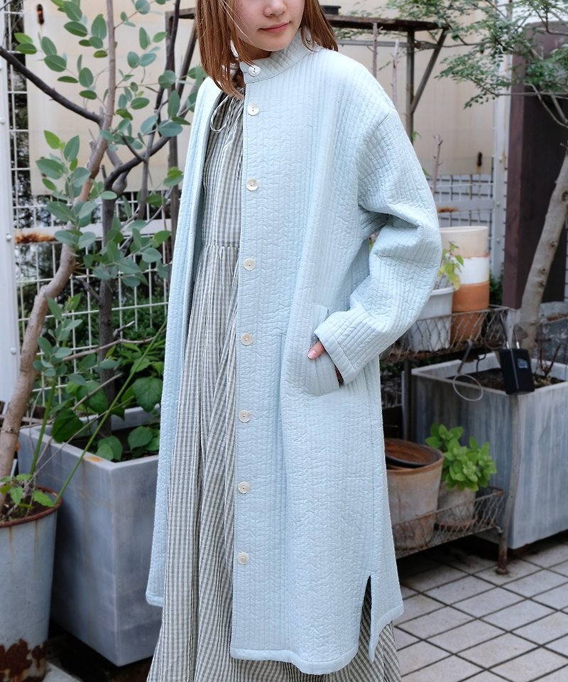 cotton voile quilted coat - Women's Blazers & Trench Coats - Cotton & Hemp Blue