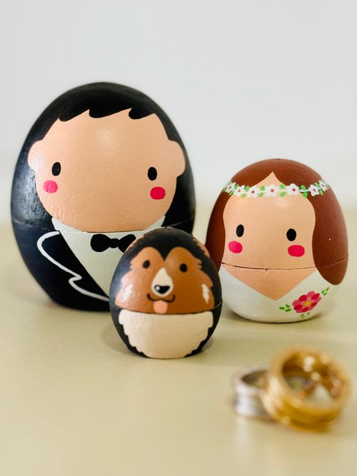 LazyThaiThai 清邁懶太太 【結婚禮物】新娘新郎套裝 紀念日禮物 手工木製 擺設 小木雕