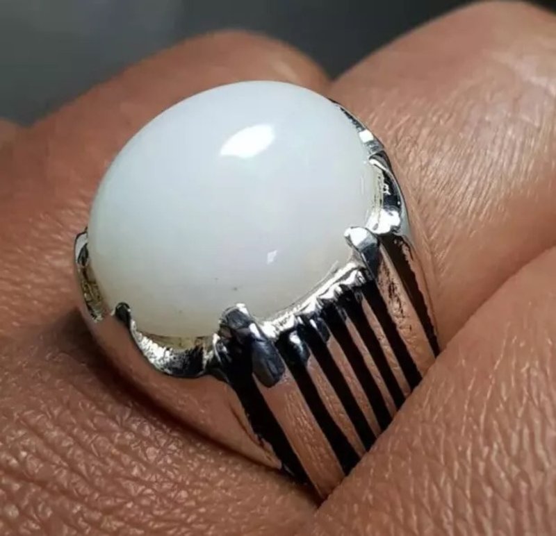 White Opal Ring Ethiopian Mens Opal stone ring Real Opal ring White Opal ring - 戒指 - 寶石 白色
