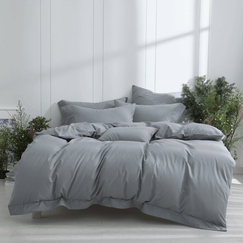 Good Relationship HAOKUANXI | Night Gray Iron Tower - Soft Long Fiber Cotton Bed Cover, Quilt Cover and Pillow Case Set - เครื่องนอน - วัสดุอีโค สีเทา