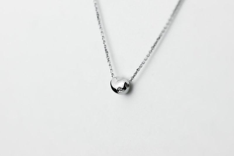 【Little LOVE】14K Gold Diamond Necklace . VS1 Diamond - Necklaces - Precious Metals Pink