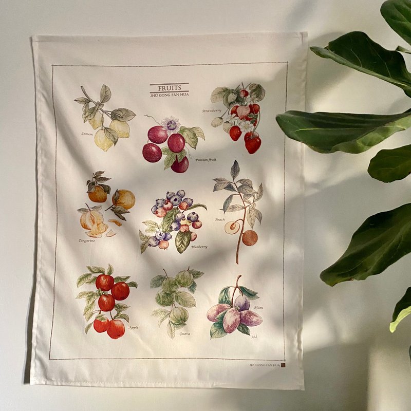 Autumn Fruit Illustrated Hanging Cloth - โปสเตอร์ - ผ้าฝ้าย/ผ้าลินิน 