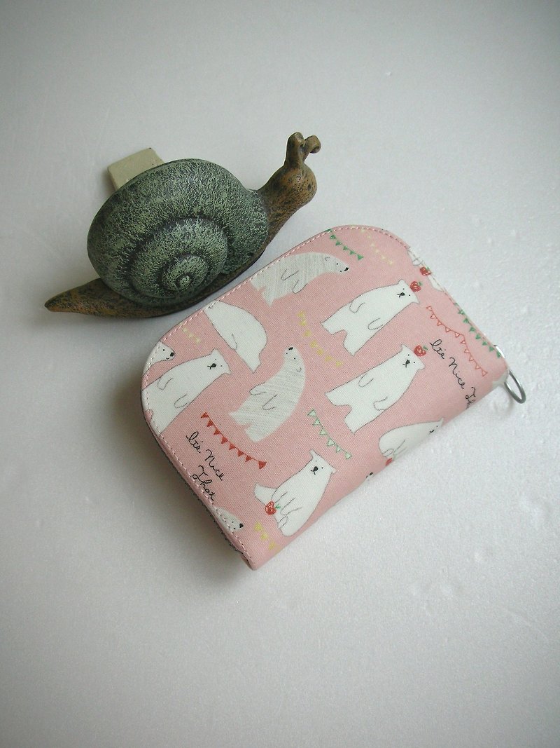 Silly polar bear tarpaulin-short clip/wallet/coin purse/gift - Wallets - Waterproof Material Pink