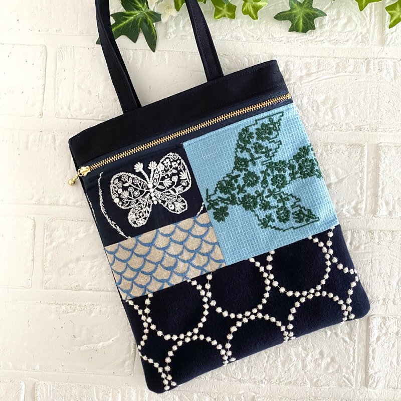 ミナペルホネン　パッチワーク　刺繍　バッグ　 minaperhonen - 手提包/手提袋 - 棉．麻 