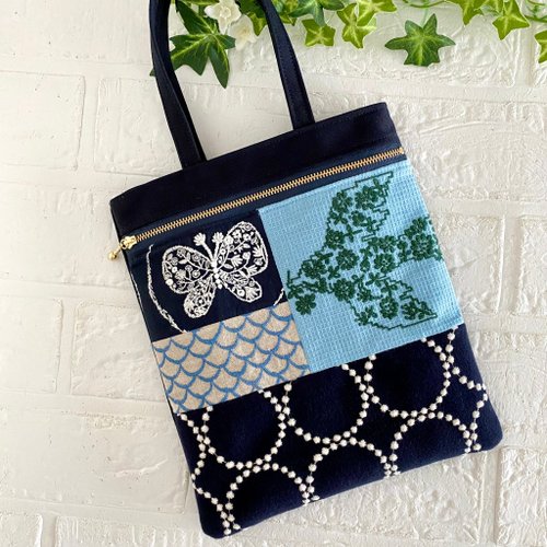 ミナペルホネン ハンドメイド パッチワークバッグ ミナペルホネン パッチワーク 刺繍 バッグ minaperhonen