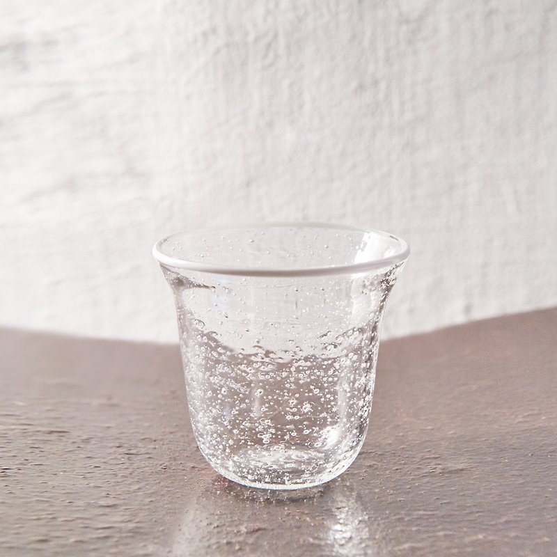 [3、co]手作りのバブルガラス（小）-ホワイト縁 - 花瓶・植木鉢 - ガラス 透明