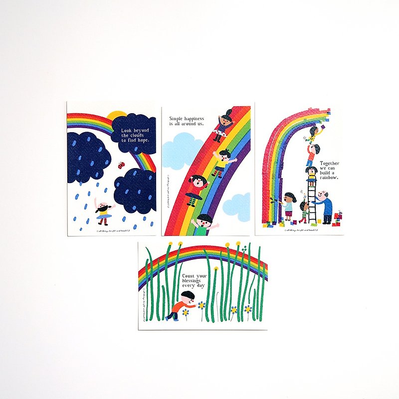 Children and rainbow postcard set - Cards & Postcards - Paper Multicolor