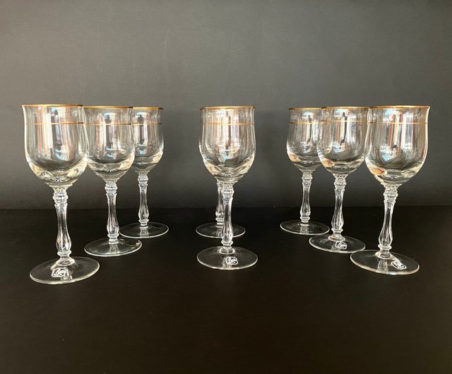 Vintage Set of 4 Silver Rim Wine Glasses