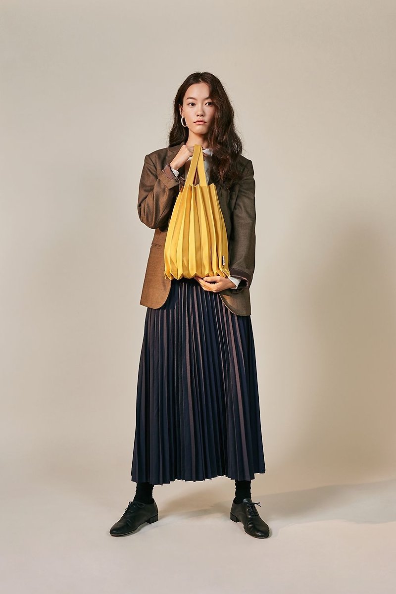 PLEATS MAMA Knit Pleats_Tote (Mustard) - Handbags & Totes - Eco-Friendly Materials Yellow