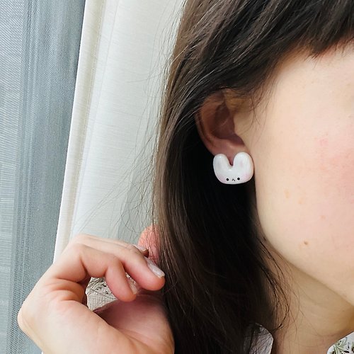 Luluschool* 耳夾耳環—短耳兔、簡單清新、可愛