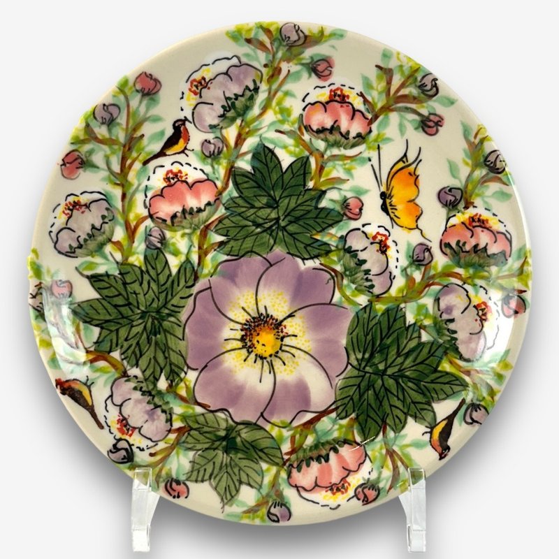 波蘭手繪手工陶-圓盤 19cm 幻紫迷情系列 設計師款 - 盤子/餐盤/盤架 - 陶 紫色