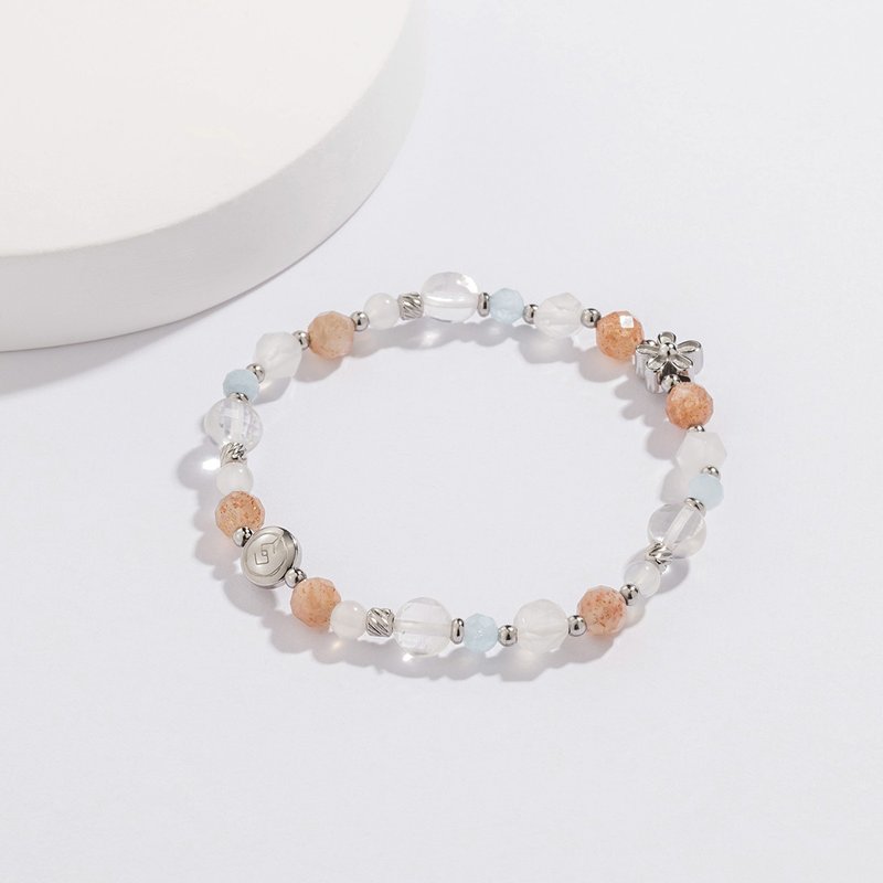 (Popularity + Recruiting Noble People) Planting Flowers | Gold Stone Aquamarine White Agate White Crystal | Crystal Bracelet - สร้อยข้อมือ - คริสตัล สีส้ม