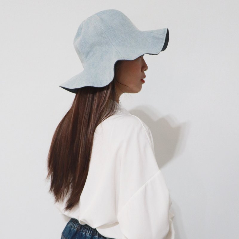 Denim ruffle hat--please leave a message for customized colors - Hats & Caps - Cotton & Hemp 