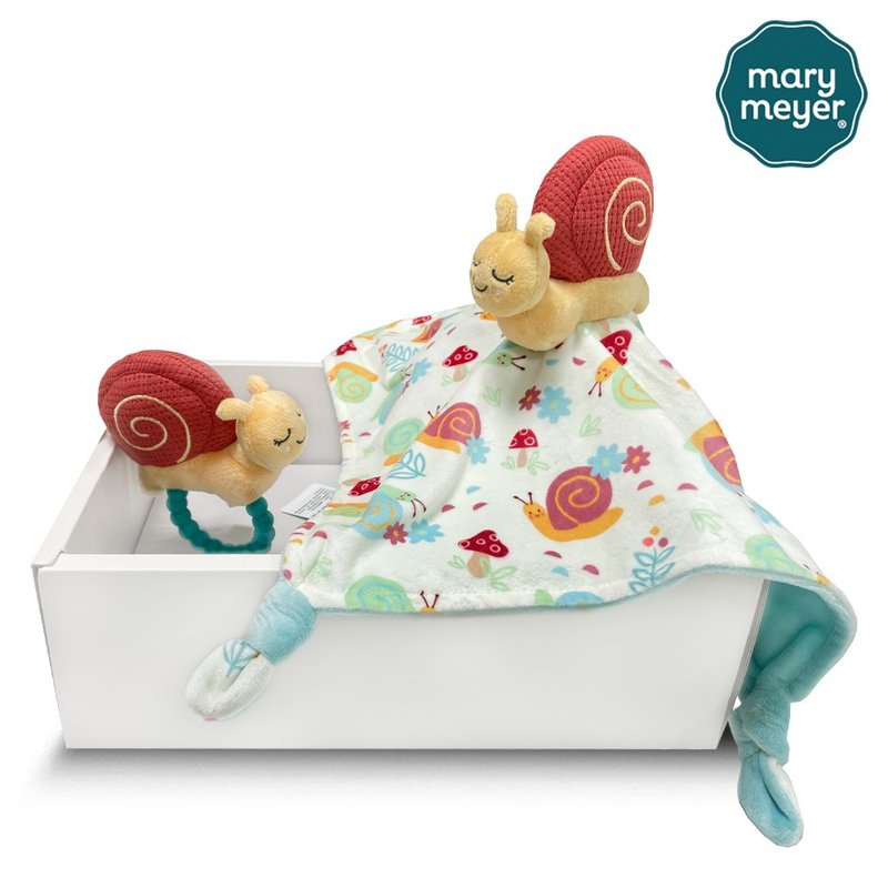 Fast shipping [MaryMeyer] Gibby Little Snail Classic Gift Box (hand rattle + comfort towel) - ของขวัญวันครบรอบ - ผ้าฝ้าย/ผ้าลินิน สีส้ม