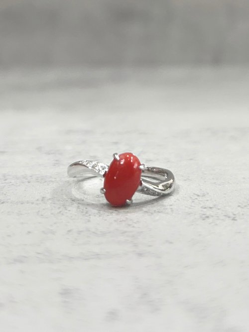 Juno Jewelry 嘉龍珠寶 天然珊瑚鑽石戒指 阿卡珊瑚 南非鑽石 K333