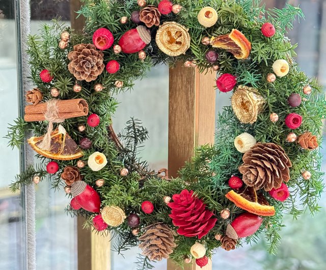 クリスマスリース手作りキット プリザーブドヒマラヤスギ 2〜3年保存