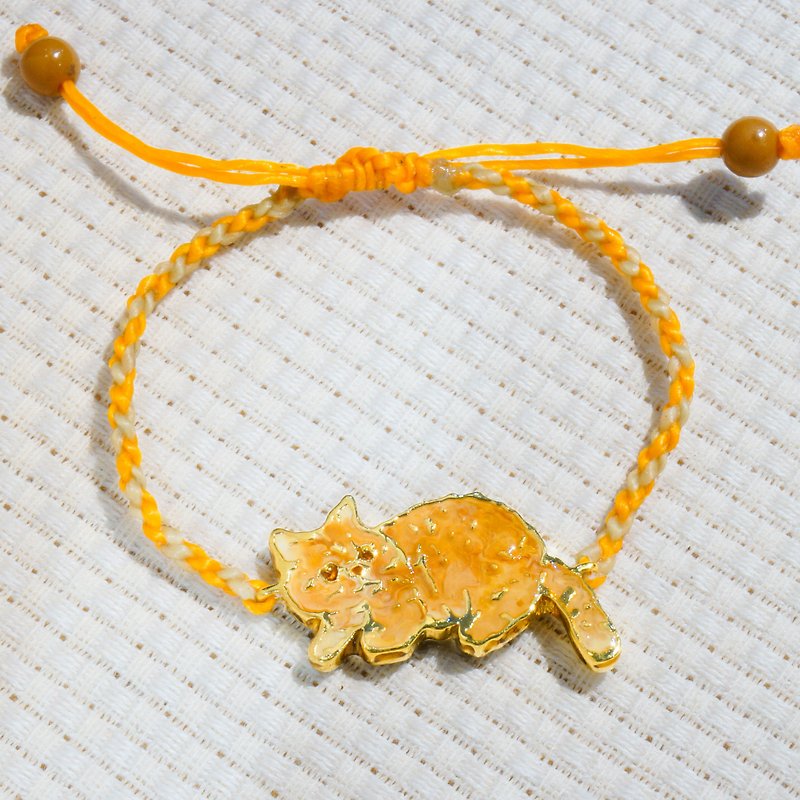 Pet jewelry turns photos of cats, dogs, and kids into Wax thread bracelet enamel - เข็มกลัด - เงินแท้ สีส้ม