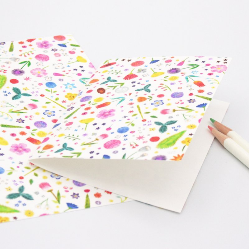Flower message card and white envelope - การ์ด/โปสการ์ด - กระดาษ ขาว
