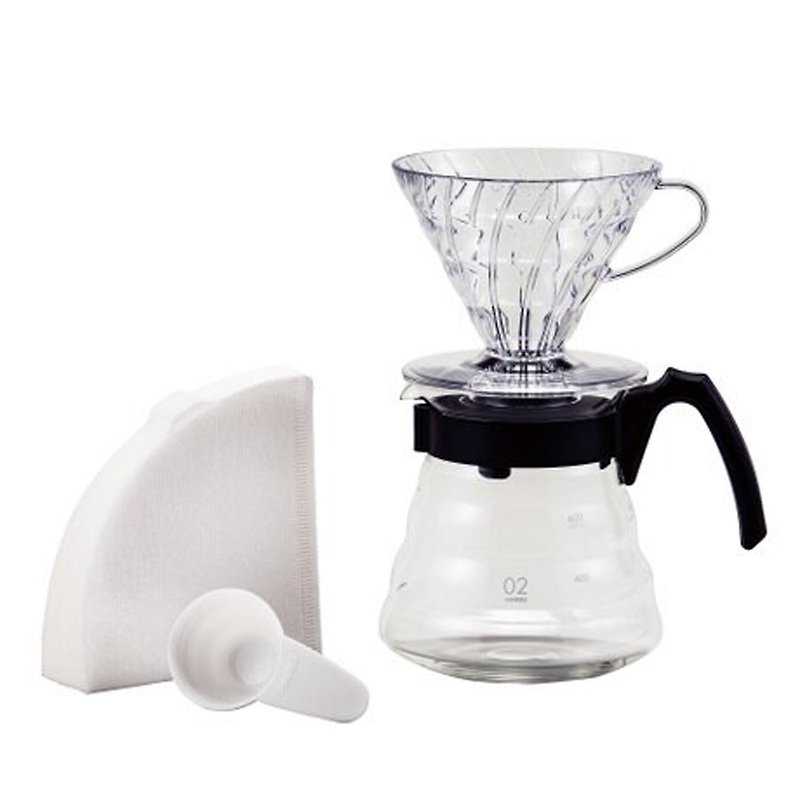HARIO V60 hand punch commemorative combination VCND-02B-TW - Coffee Pots & Accessories - Glass Transparent