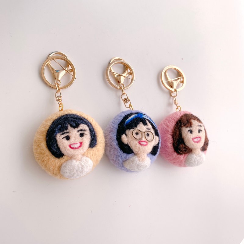 Wool felt-like painting/personal portrait/hand-made key ring/pin - ที่ห้อยกุญแจ - ขนแกะ 