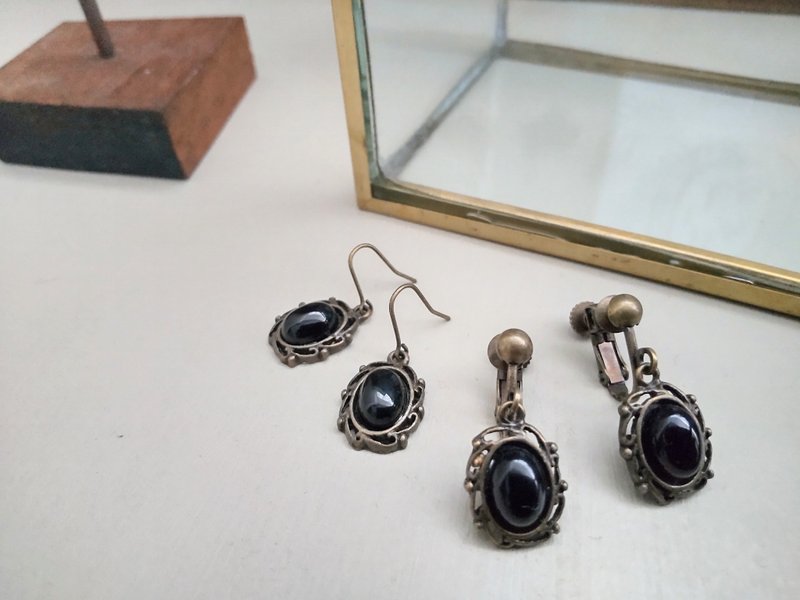 onyx earrings - ต่างหู - เครื่องประดับพลอย สีดำ