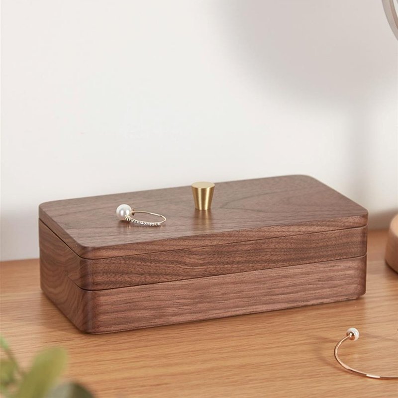 Jewelry box double layer black walnut - กล่องเก็บของ - ไม้ 