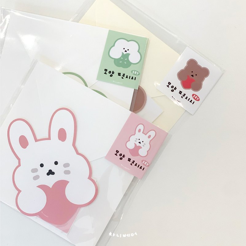 shape letter paper Set (3type) /Cards set - 卡片/明信片 - 紙 粉紅色
