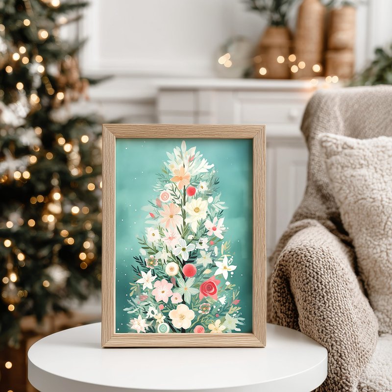ハッピーなクリスマススタイル / 花のクリスマスツリー クリスマスウォールアート ポスター フレームなし - ポスター・絵 - 紙 