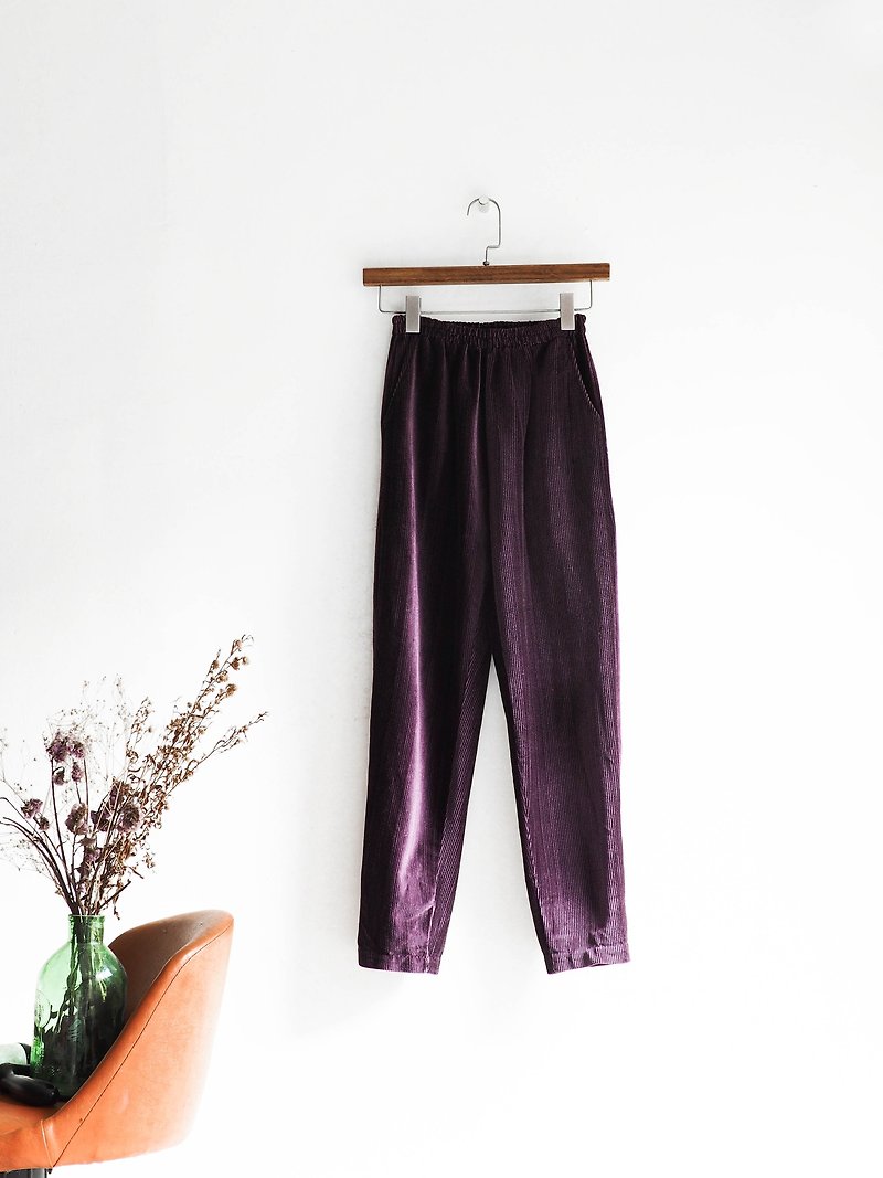 River water - Tottori grape gold purple Yuko love log antique gold velvet AB narrow pants tight trousers pants vintage - กางเกงขายาว - ผ้าฝ้าย/ผ้าลินิน สีม่วง