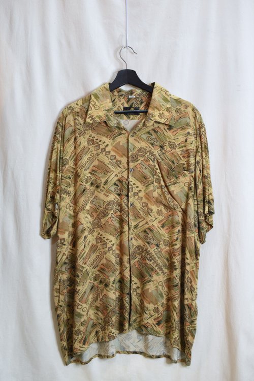 老爺夫人 Vintage 夏威夷花襯衫 咖啡圖騰