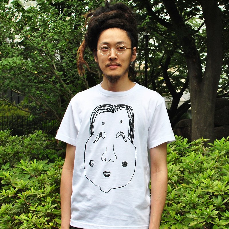 おかめ メンズ tシャツ S M L XL 2XL 3XL - 男 T 恤 - 棉．麻 白色