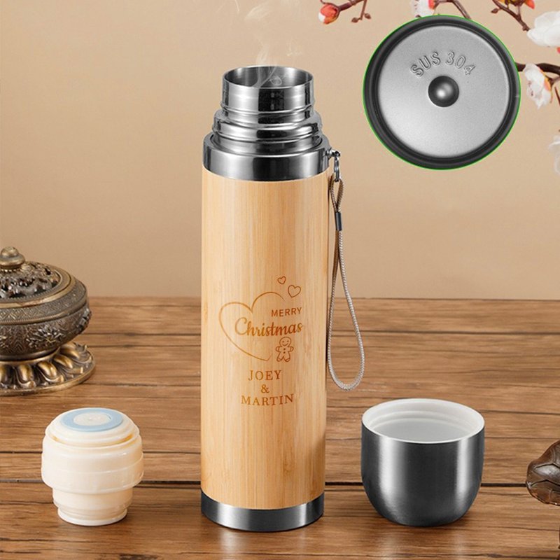 Customized Christmas and New Year gifts Customized wooden cups Office Stainless Steel thermos cups - Vacuum Flasks - Wood 