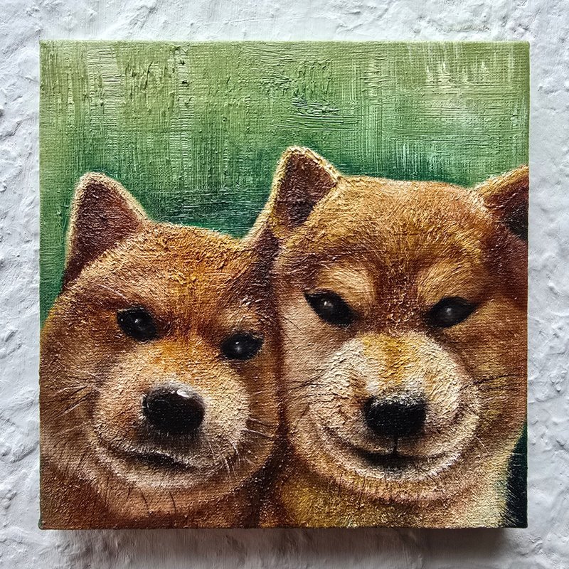 精緻手繪油畫  柴幸福  獨一無二 - 海報/掛畫/掛布 - 棉．麻 咖啡色